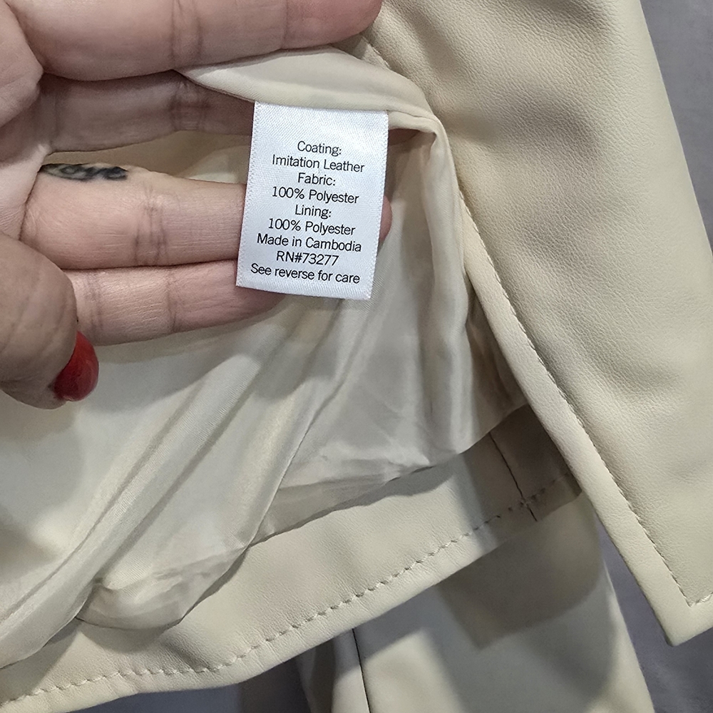 Nine West Cream Faux Leather Moto Jacket - Picture 5 of 5